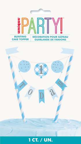 One Today Blue Birthday Bunting Cake Topper